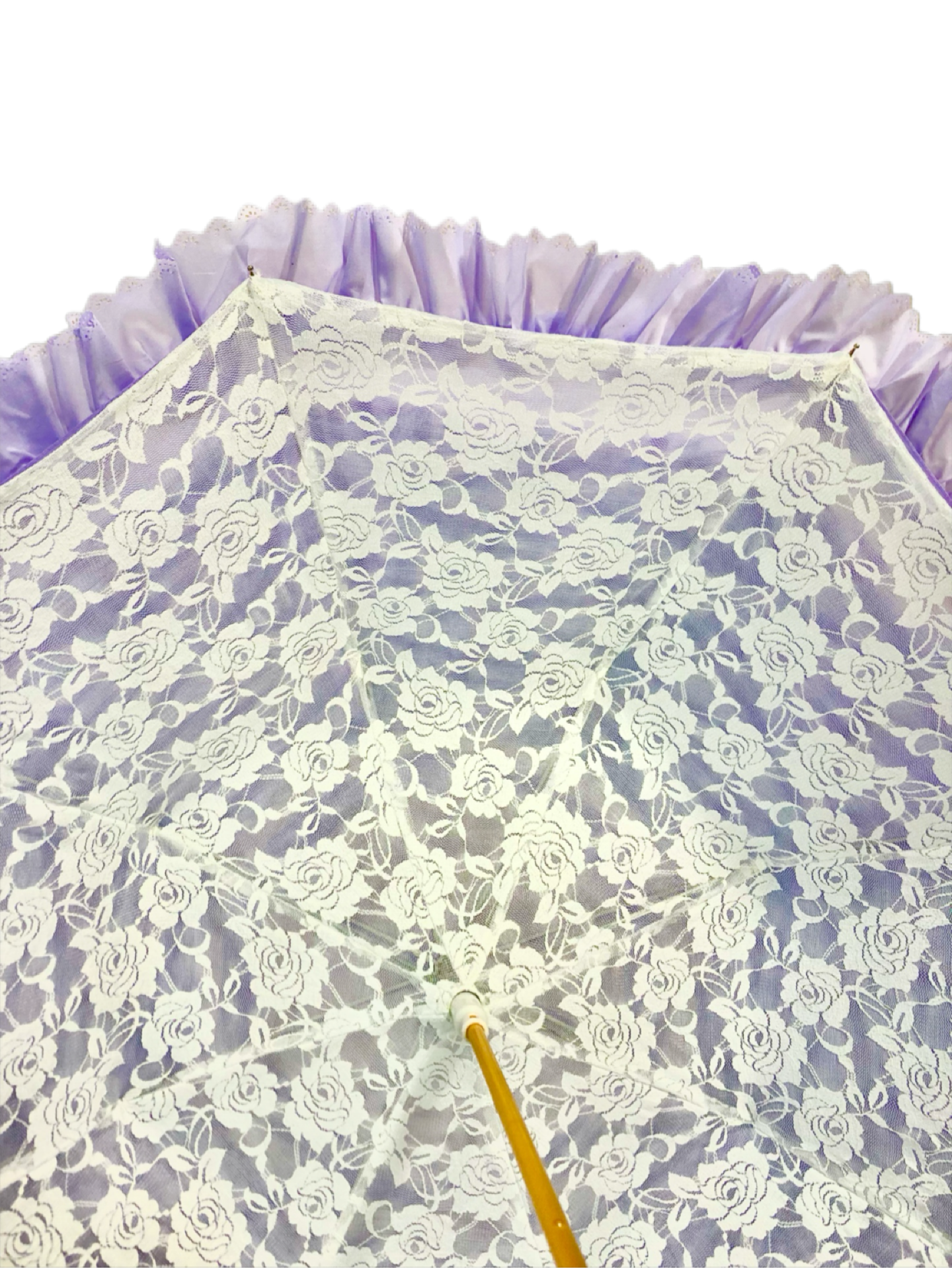 Francesca Lilac Umbrella | Waterproof Double Canopy | White Lace Inside
