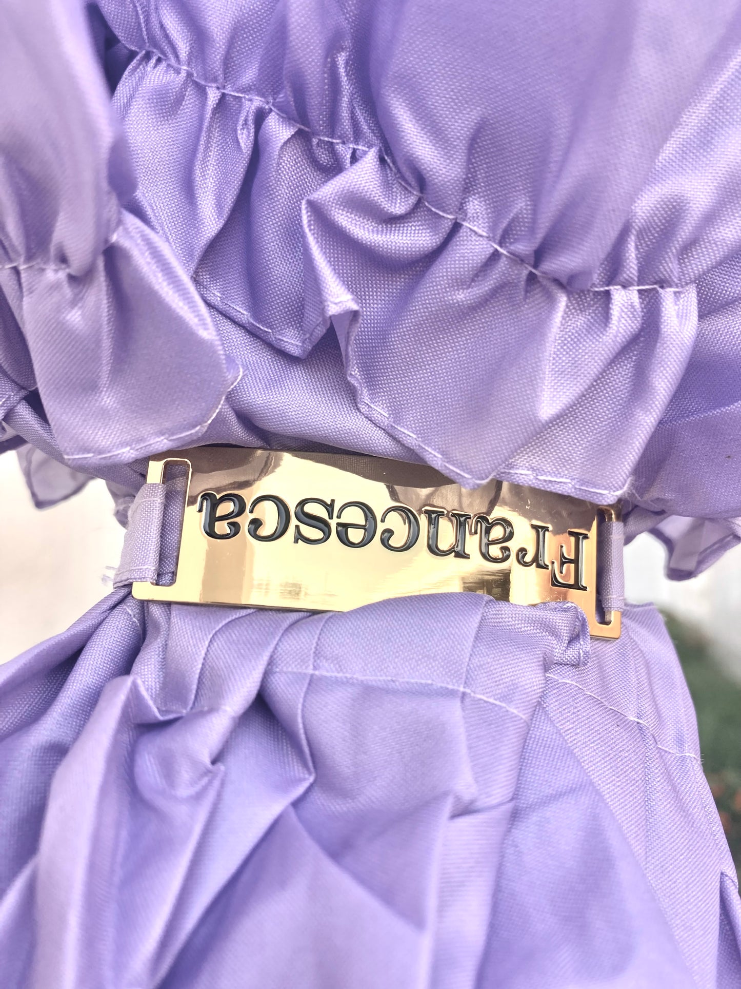 Francesca Lilac Umbrella | Waterproof Double Canopy | White Lace Inside