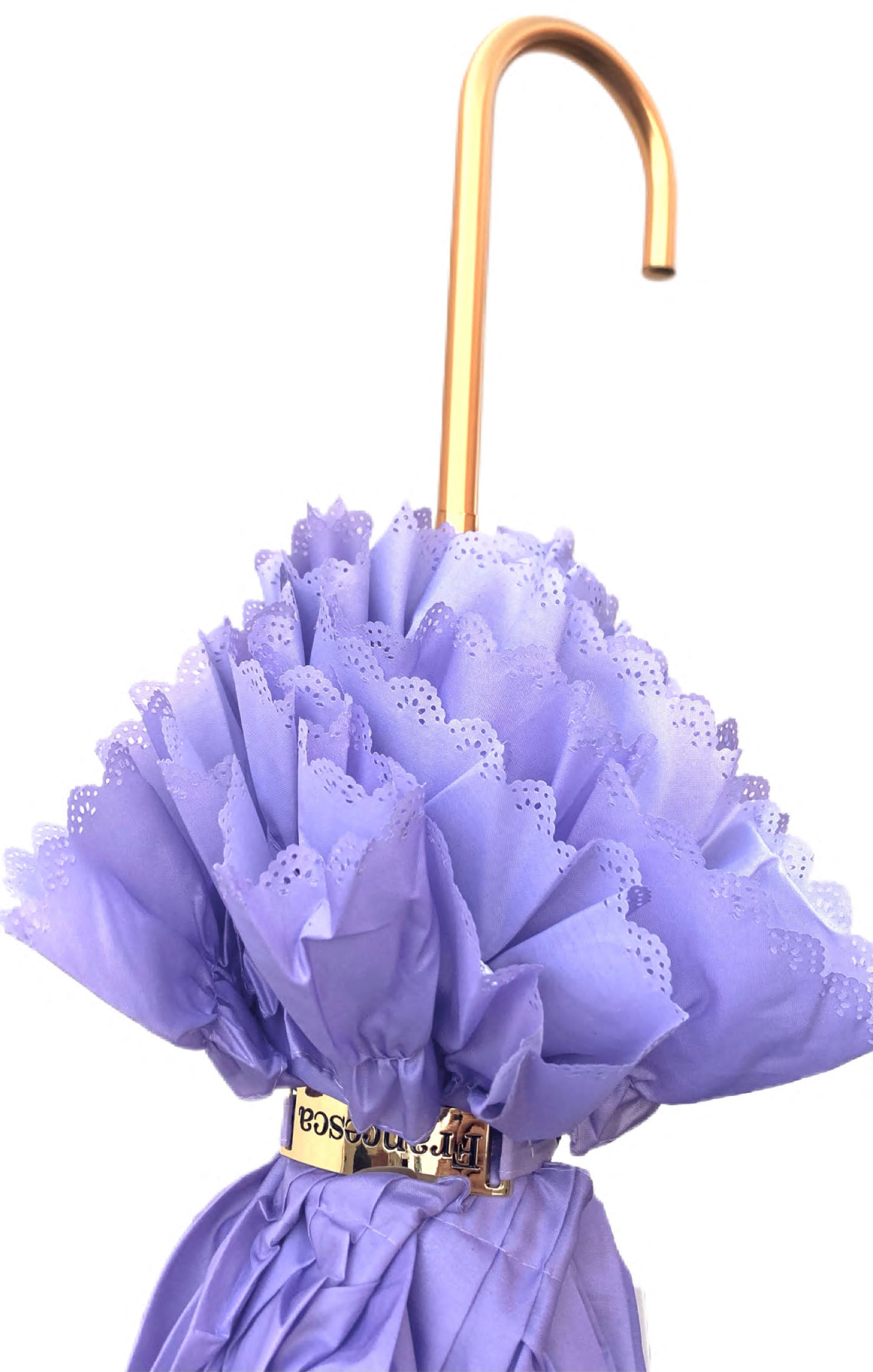 Francesca Lilac Umbrella | Waterproof Double Canopy | White Lace Inside