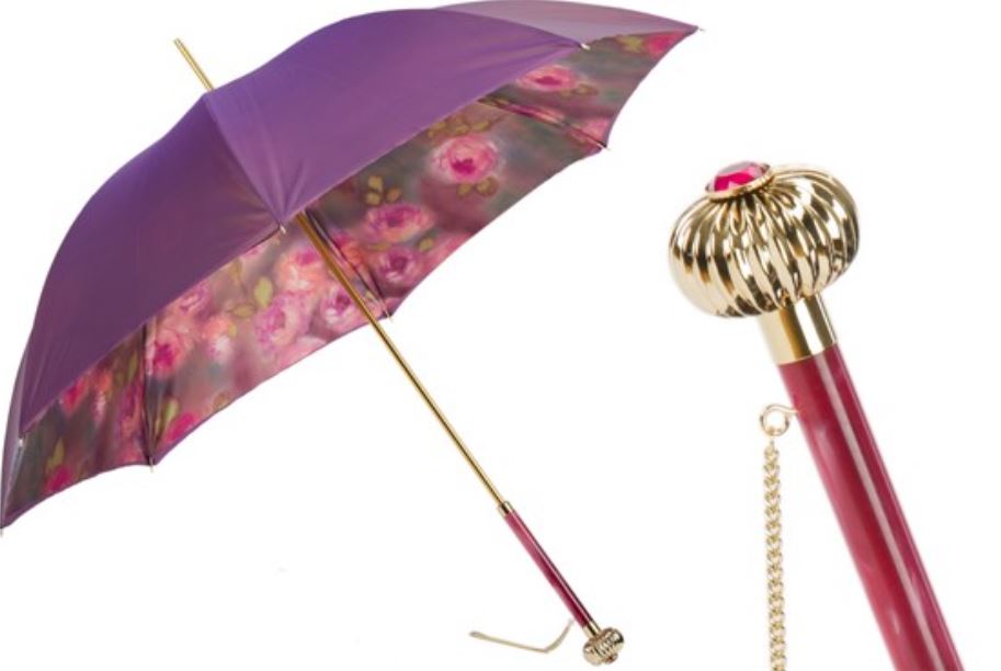 Paraguas morado de Pasotti | Diseño floral | Mango con joya | Envío gratuito
