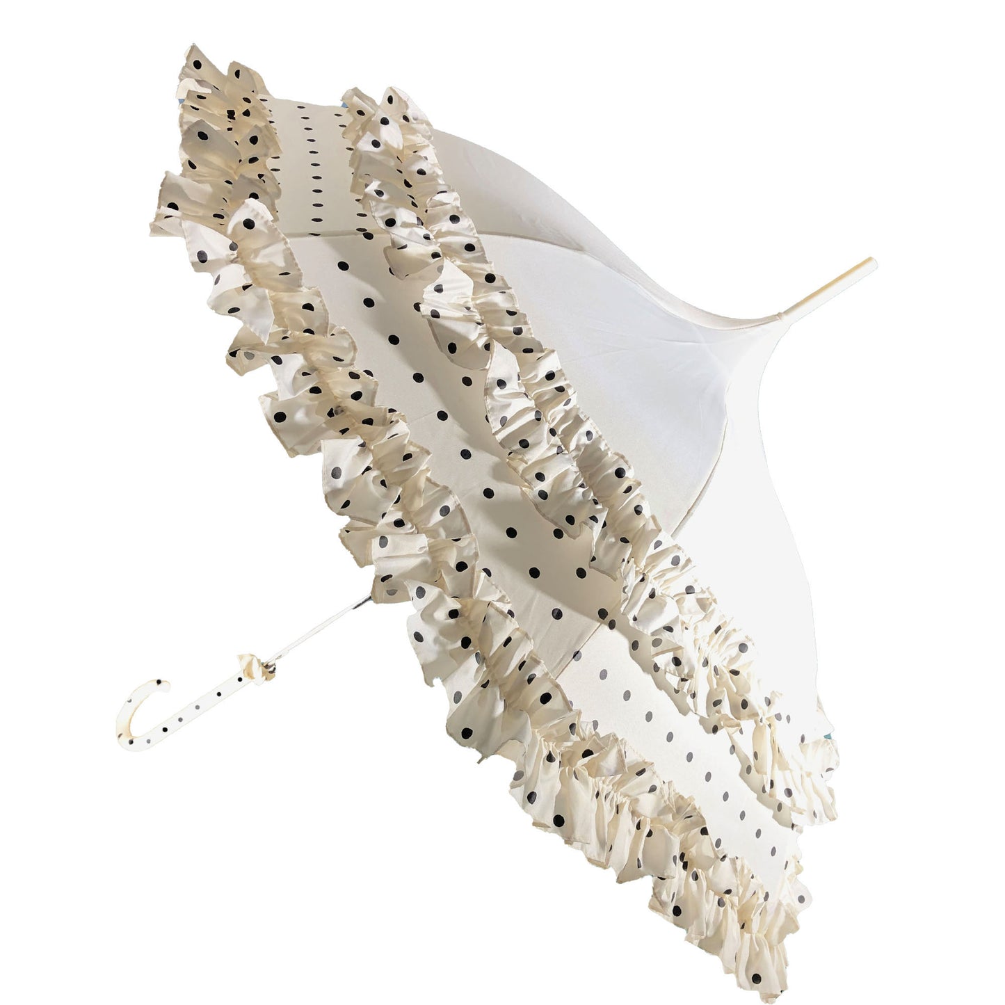 Polka Dots and Frill Umbrella | Pagoda Shaped Canopy | One Year Warranty