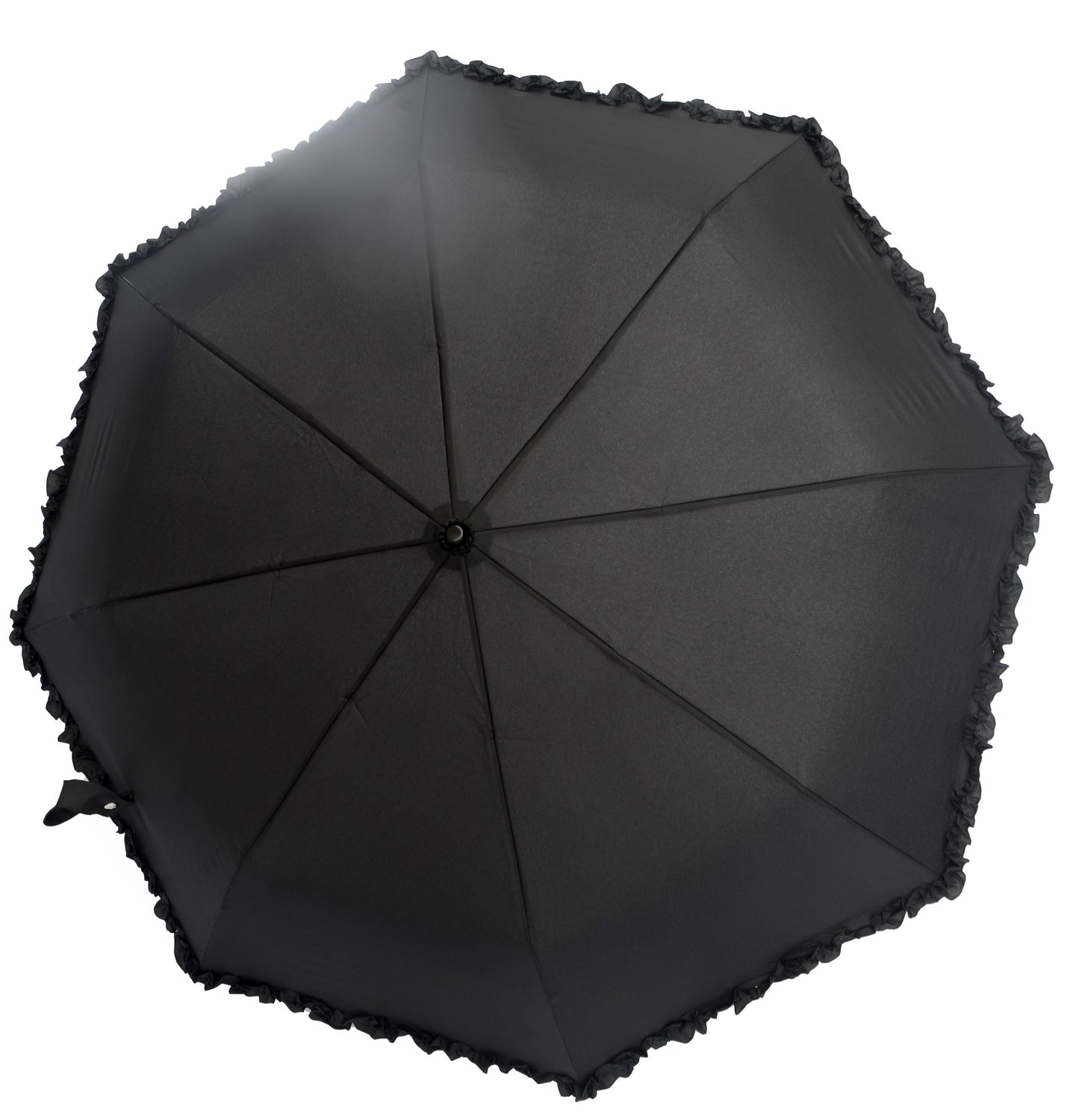Paraguas plegable negro con volantes de Lisbeth Dahl | Apertura y cierre automáticos | Para lluvia o sombra