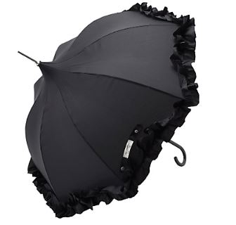 Black Ruffle Lady Pagoda | Retro Style | Dome Shaped Umbrella/Parasol | Waterproof
