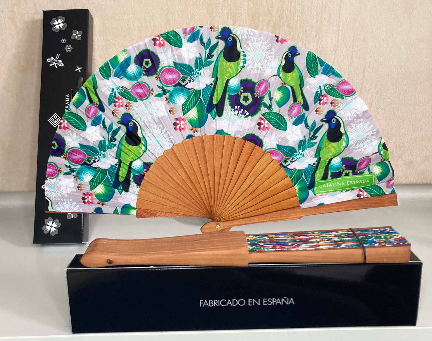 Birds in Paradise Hand Fan | Inca Jay Birds | Made in Spain