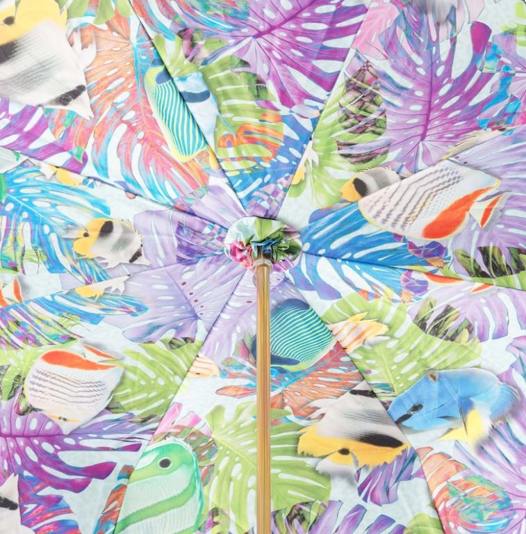 Blue Nemo Umbrella By Pasotti Italy | Enameled Brass Handle | 30% Off | Final Sale