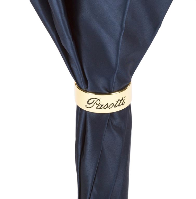 Blue Nemo Umbrella By Pasotti Italy | Enameled Brass Handle | 30% Off | Final Sale