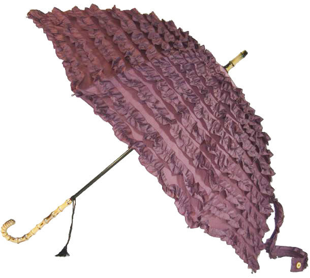 Full Frill Plum Umbrella | Faux Bamboo Handle | Large Canopy