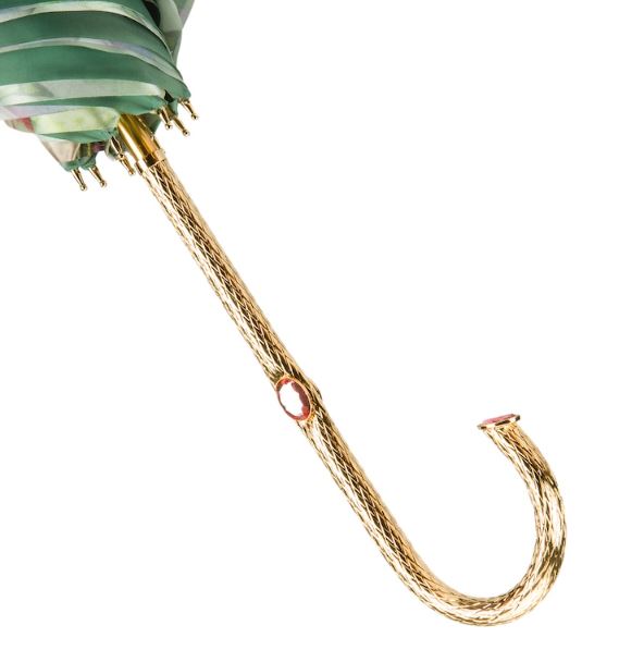 Green and Pink Roses Umbrella | Pasotti Italian Made Luxury | Free Shipping