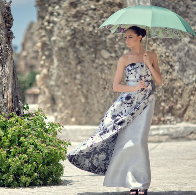 Green and Pink Roses Umbrella | Pasotti Italian Made Luxury | Free Shipping