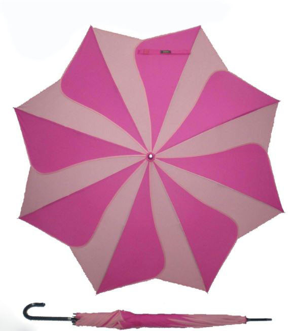 Two-Tone Pink Swirl Umbrella | Auto Open | Leatherette Handle