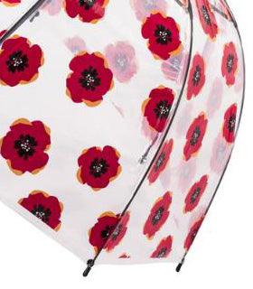 Paraguas de burbujas transparente | Flores de amapola rojas y naranjas | Estilo cotidiano