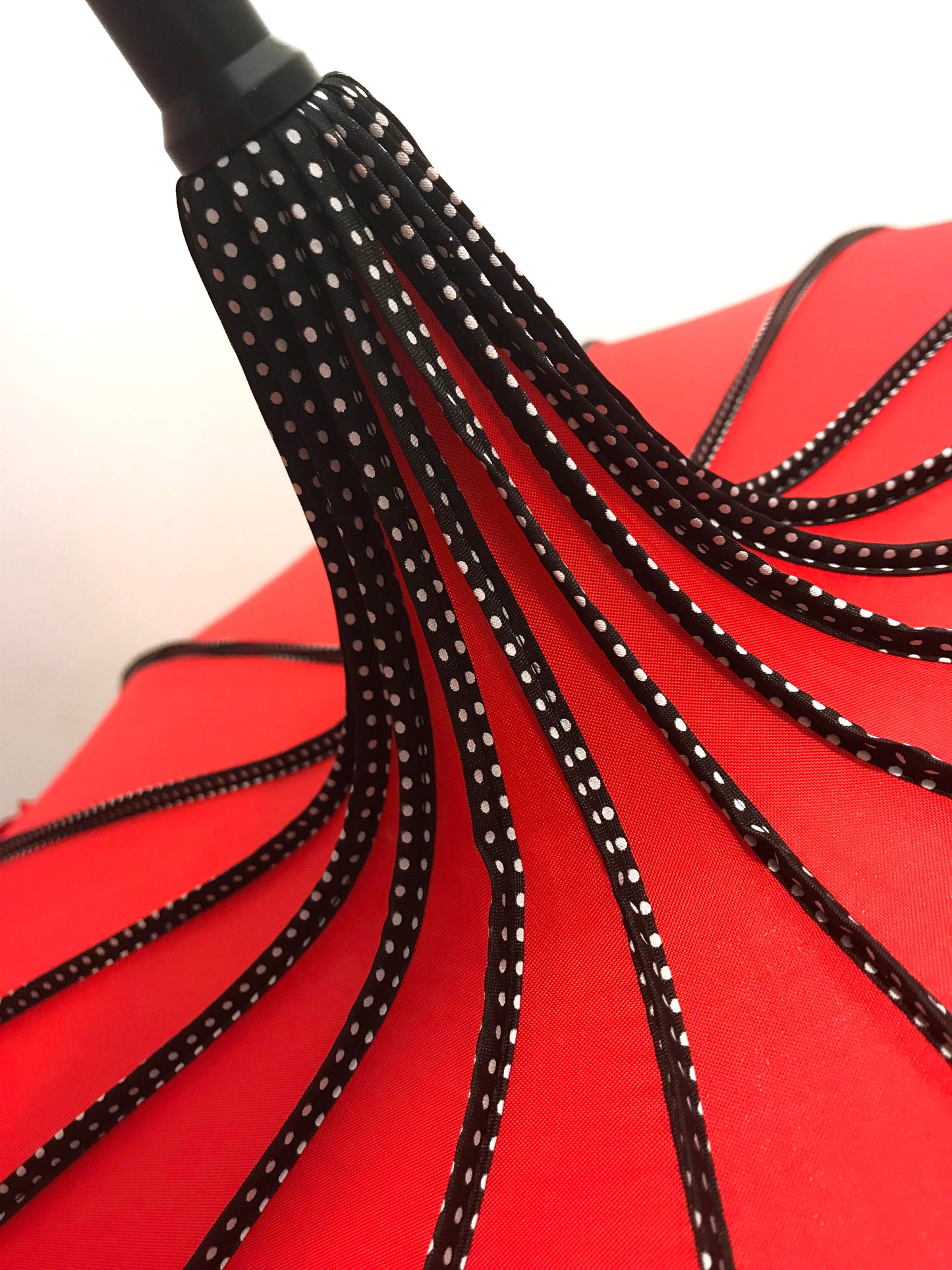 Scarlett Red Pagoda Classic Umbrella | Polka Dots Dividers | 16 Ribs