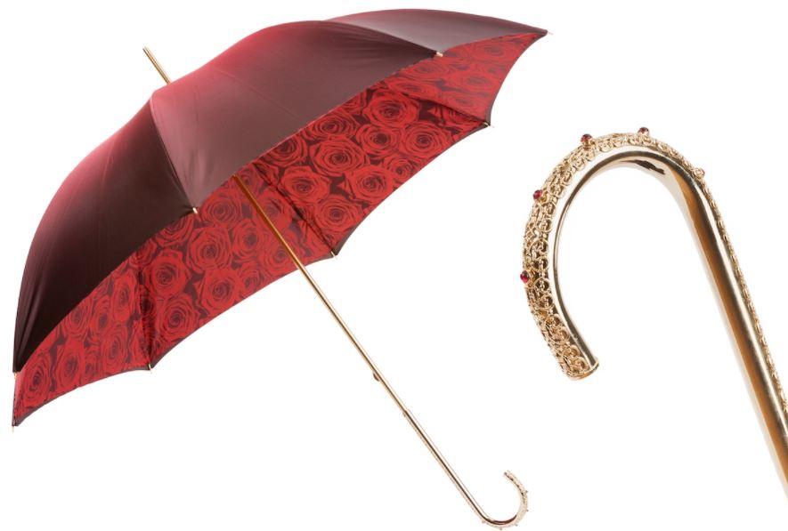 Red Roses Luxury Umbrella By Pasotti | Double Layer Canopy | Free Shipping