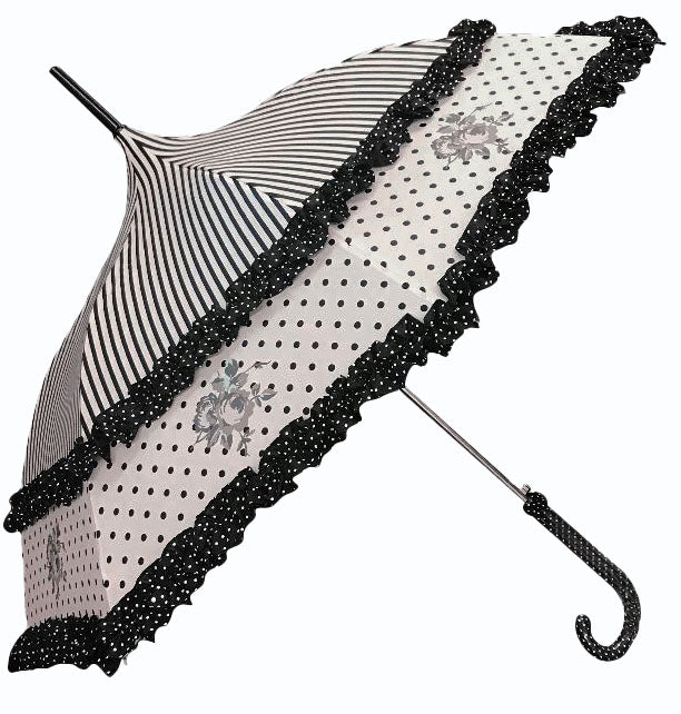 French Rose Design Umbrella | Vintage Chic Style | Rose Designs | One Year Warranty