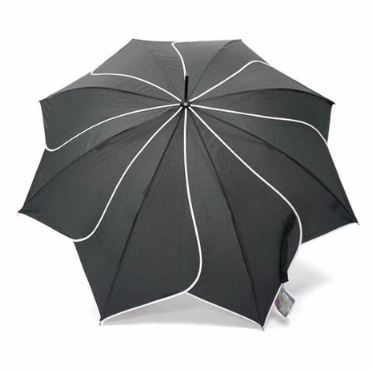 Black/White Trim Swirl Umbrella | Waterproof Great for Sun Shade