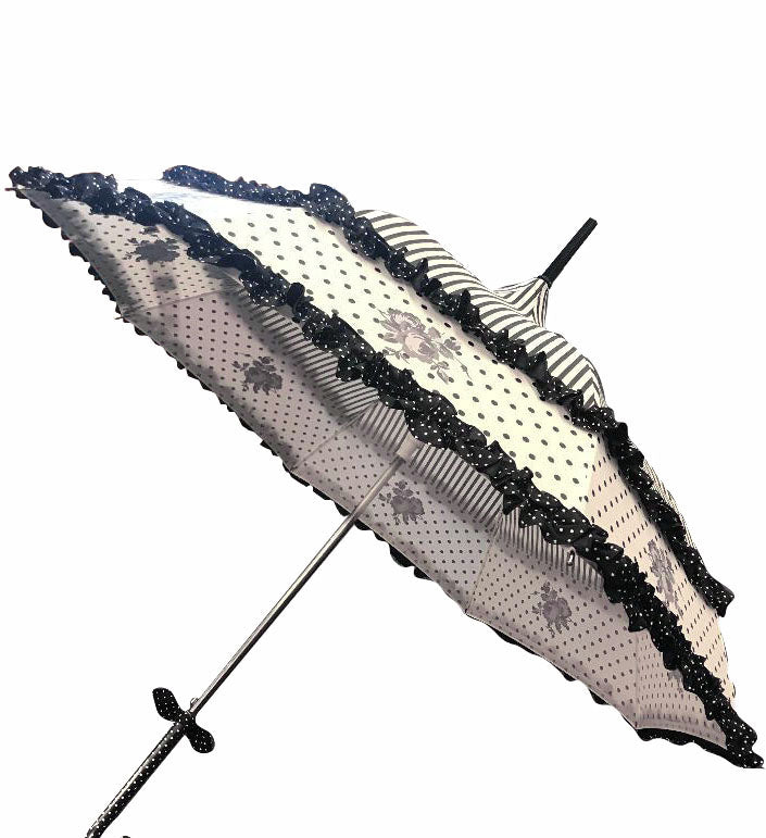 French Rose Design Umbrella | Vintage Chic Style | Rose Designs | One Year Warranty