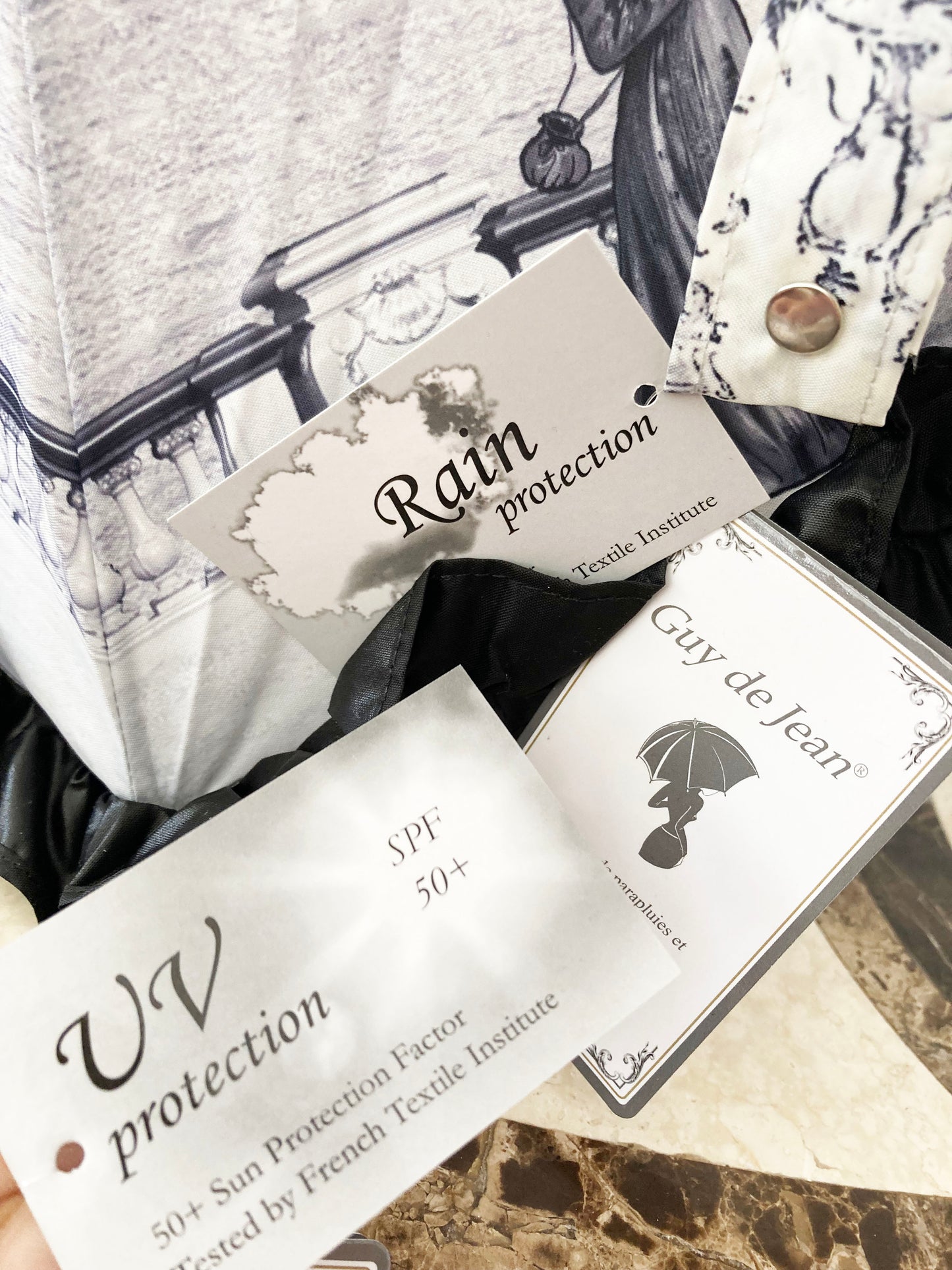 Guy de Jean Paris 1900 Short Umbrella | Anti UV Handmade in France | Free Shipping