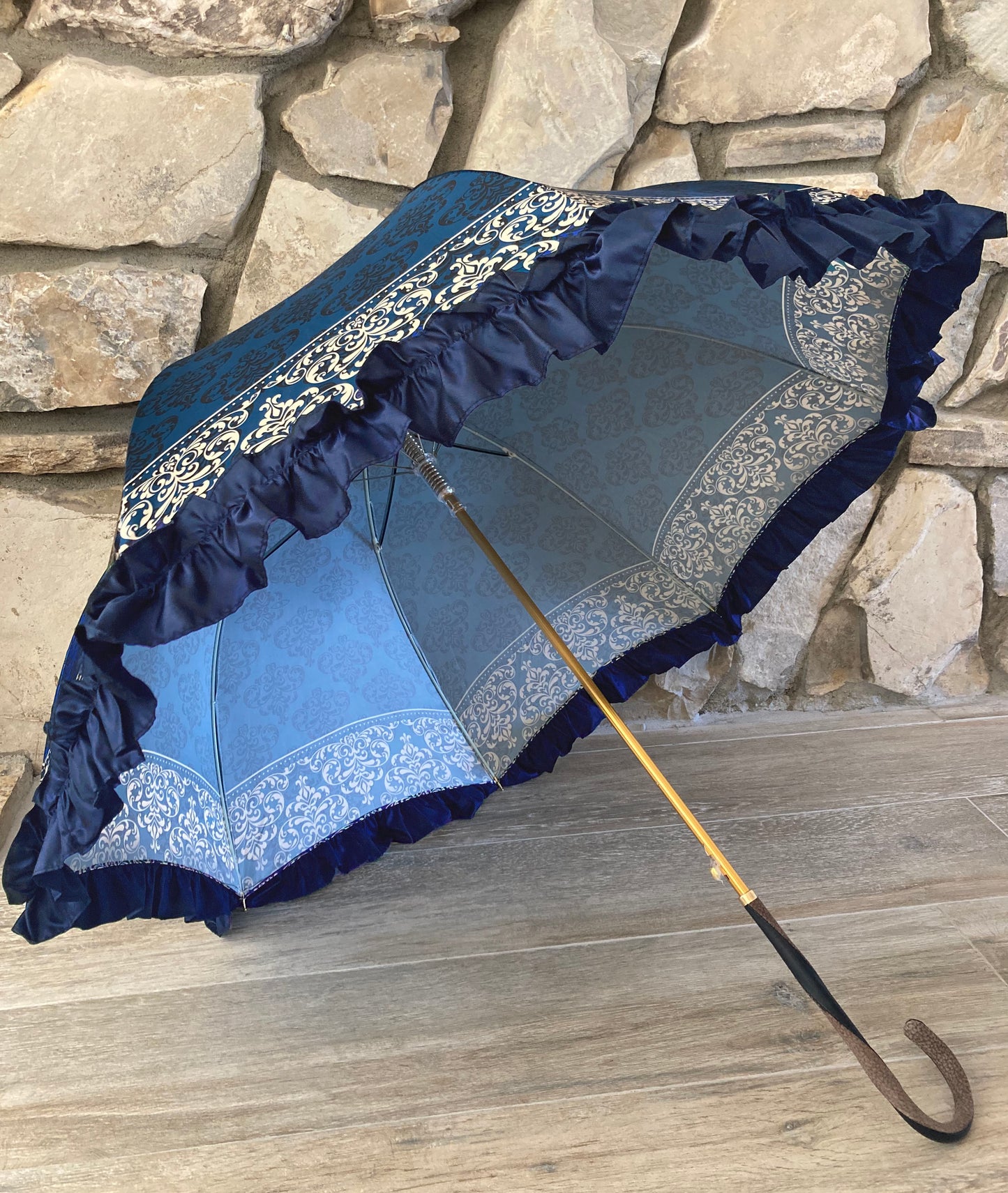 Blue Baroque Italian Umbrella | il Marchesato Collection | Free Shipping