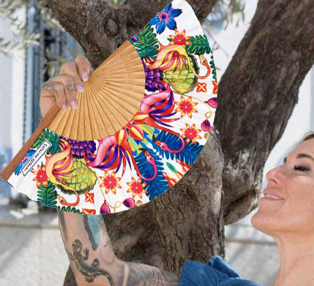 Flamingo Reverie Hand Fan | Catalina Estrada collection | Made in Spain