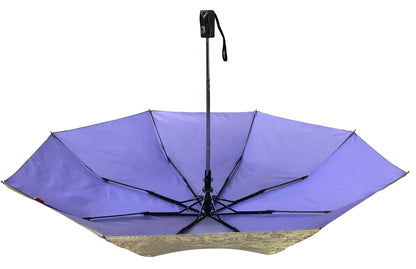 Folding Lavender/ Yellow Iridescent Umbrella | Automatic Opening | 12 Inches long When Folded