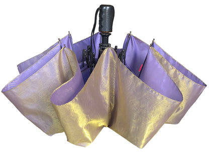 Folding Lavender/ Yellow Iridescent Umbrella | Automatic Opening | 12 Inches long When Folded