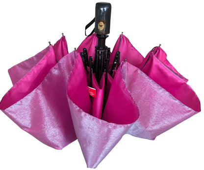 Pink Iridescent Folding Style Umbrella | Floral Design Canopy | High Quality Compact