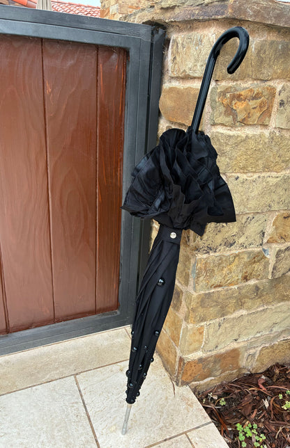 Margot Black Pearls and Ruffles Umbrella | Lisbeth Dahl European Pagoda