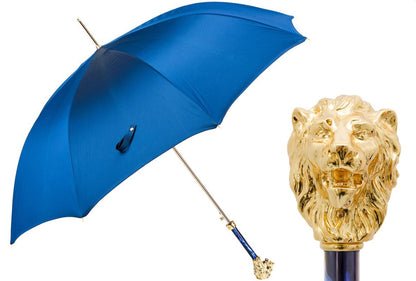 Blue Umbrella with Gold Lion Handle | Pasotti Italian Collection | Free Shipping