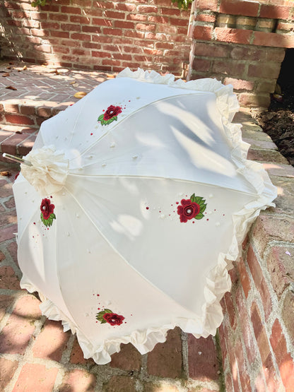Paraguas Pagoda Dama Color Crema con Adorno | Estilo Retro Lisbeth Dahl Dinamarca