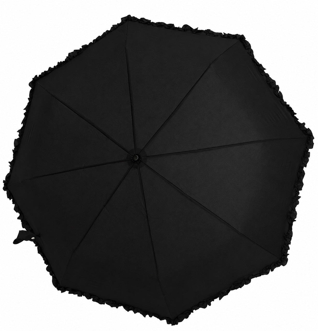 Paraguas plegable negro con volantes de Lisbeth Dahl | Apertura y cierre automáticos | Para lluvia o sombra
