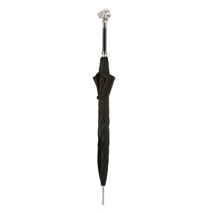 Silver Lion Umbrella | Black Italian Houndstooth Fabric | Free Shipping