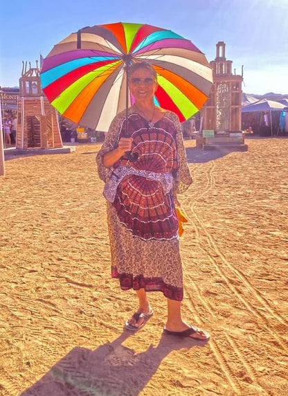 Large 41" 24 Ribs Rainbow Stick Style Umbrella/Parasol | 8 Retro