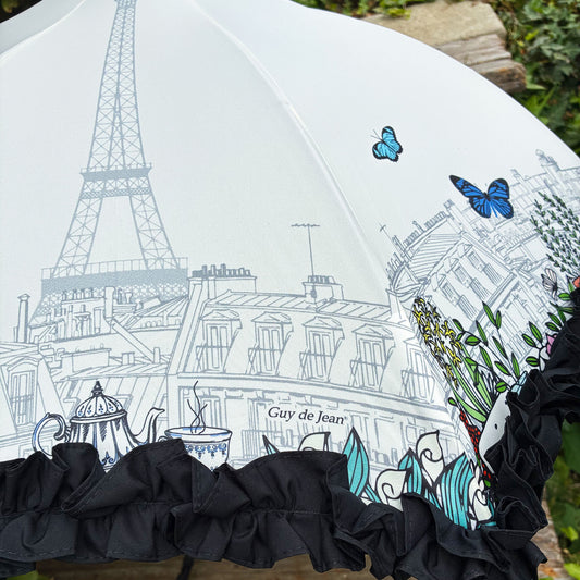 Amelie Paris and Butterflies | French Handmade Waterproof Parasol | Free Shipping