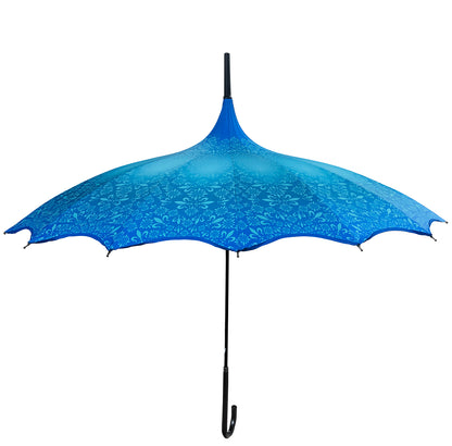 Waterproof + Real Anti-UV Umbrella | Blue Design Pagoda Style | Maximum Shade |