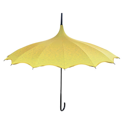 Waterproof + Real Anti-UV Umbrella | Blackout lining | Pagoda style | Yellow design