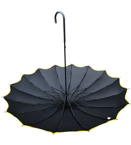 Waterproof + Real Anti-UV Umbrella | Blackout lining | Pagoda style | Yellow design