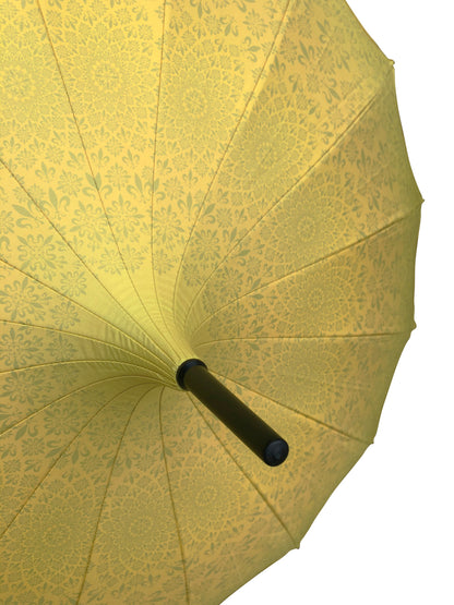 Waterproof + Real Anti-UV Umbrella | Blackout lining | Pagoda style | Yellow design