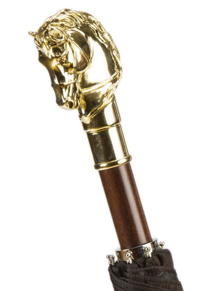 Golden Horse Compact Umbrella | Pasotti Handmade Italian | Free Shipping