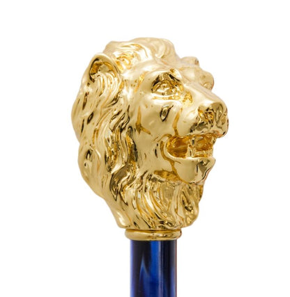 Blue Umbrella with Gold Lion Handle | Pasotti Italian Collection | Free Shipping