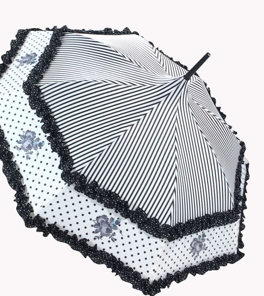 French Rose Design Umbrella | Vintage Chic Style | Rose Designs | One Year Warranty