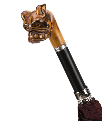 Hand Carved Bulldog Umbrella | Made in Italy | Free Shipping