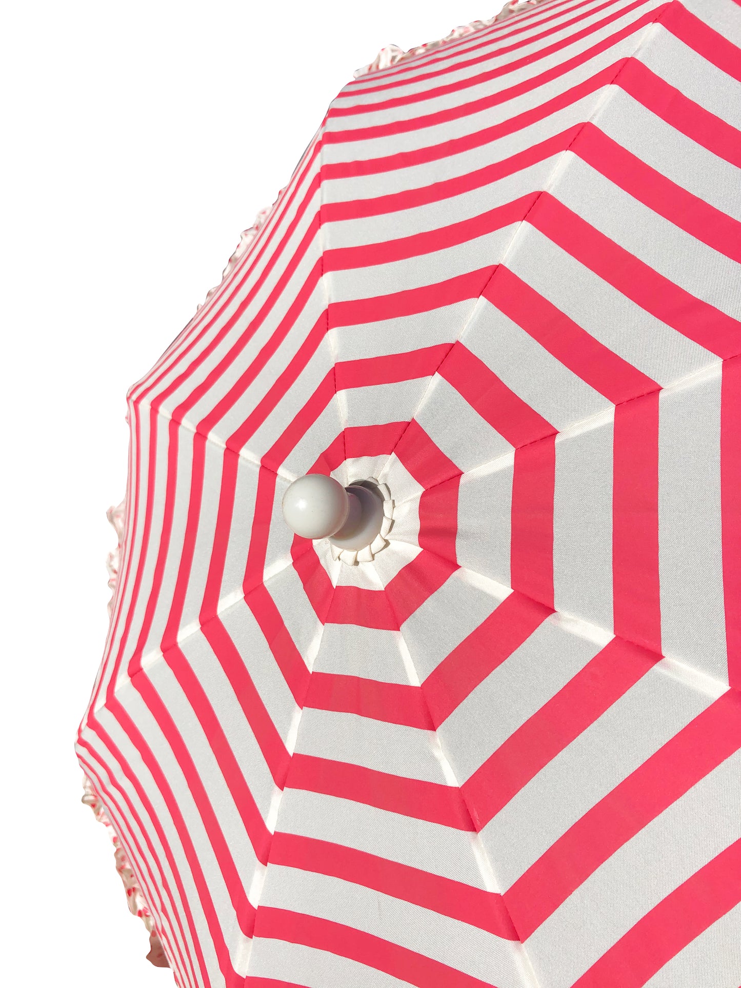 Strong Lisbeth Dahl Umbrella for Girl | Pink Stripes and Polka Dots Ruffles | Designer Accessory for Rain and Sun