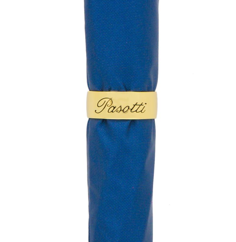 Paraguas azul con mango de león dorado | Colección italiana Pasotti | Envío gratuito