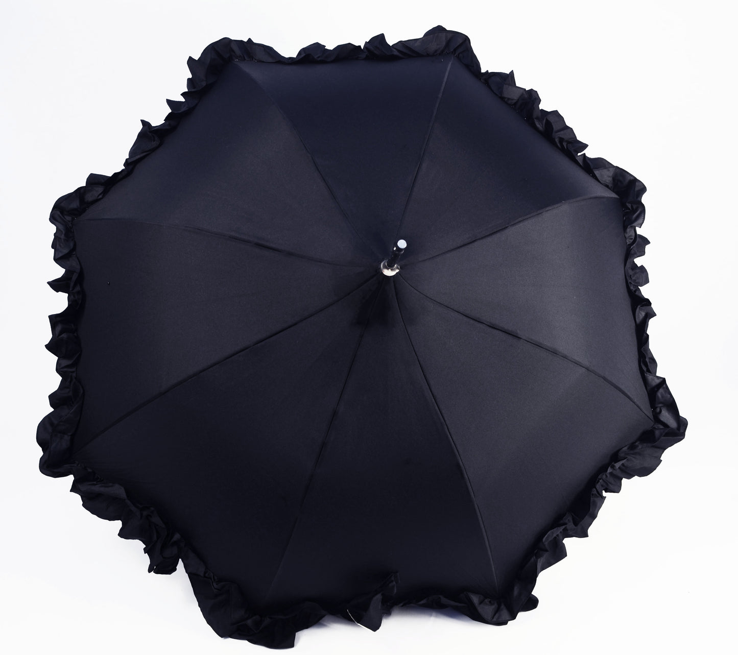 Black Ruffle Lady Pagoda | Retro Style | Dome Shaped Umbrella/Parasol | Waterproof
