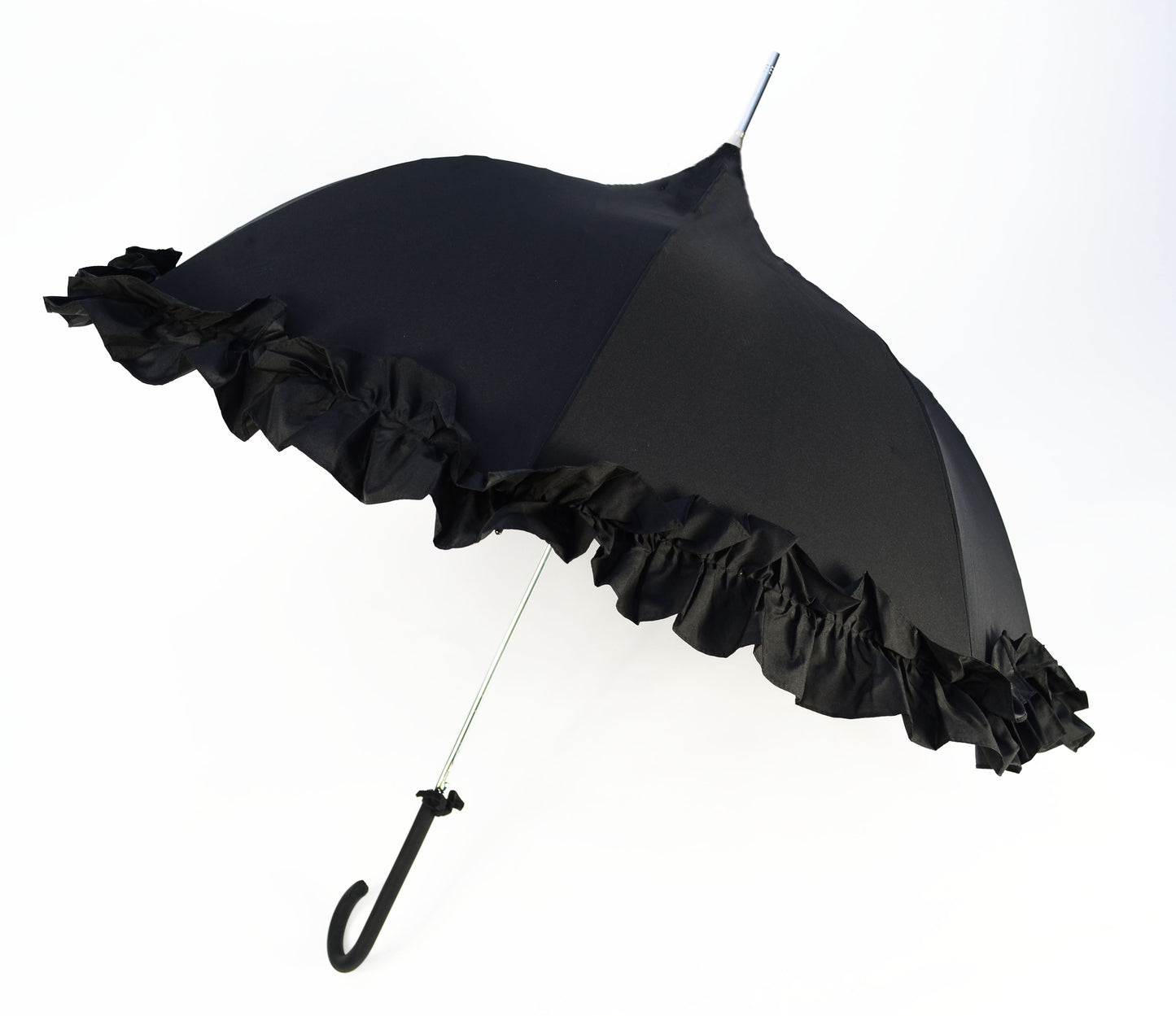Black Ruffle Lady Pagoda | Retro Style | Dome Shaped Umbrella/Parasol | Waterproof