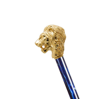 Blue Umbrella with Gold Lion Handle | Pasotti Italian Collection | Free Shipping