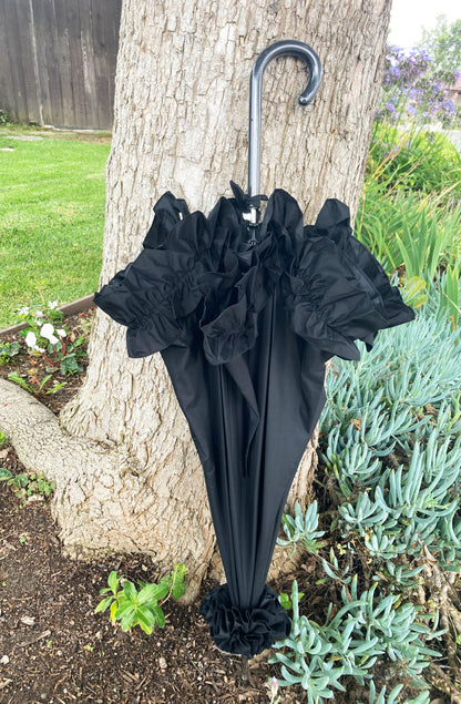 Luna Retro Style Umbrella Black Topper | Gothic Chic Pagoda Shape