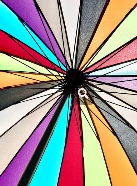 Large 41" 24 Ribs Rainbow Stick Style Umbrella/Parasol | 8 Retro