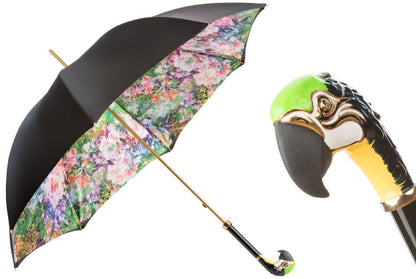 Anti UV Parrot Umbrella | Pasotti Luxury | Enameled Brass Handle | Free Shipping