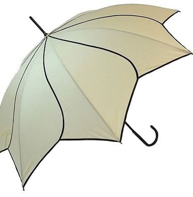 Cream Swirl Umbrella with Black Pipping | Petal-Like Shape | Waterproof